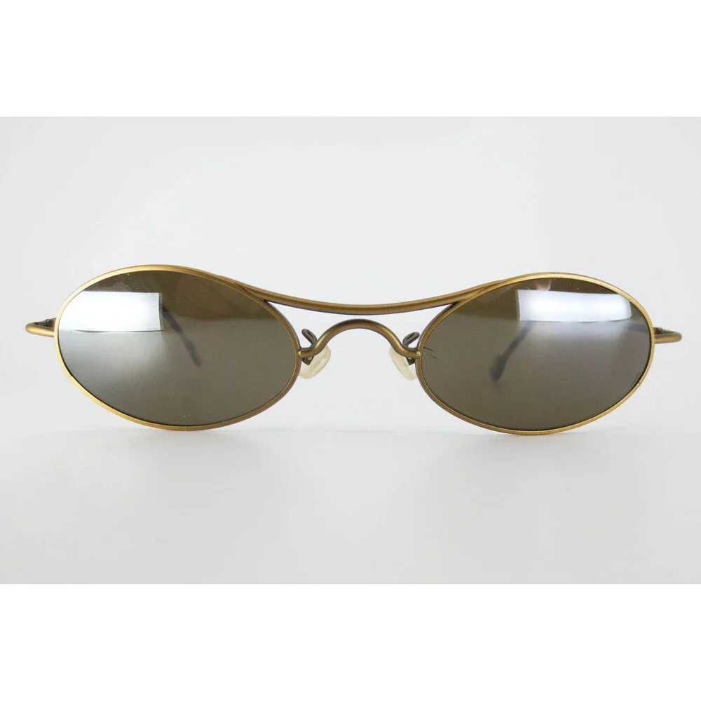 L.A. Eyeworks VOX 455 Matte Gold Oval Sunglasses Made in Italy 35081